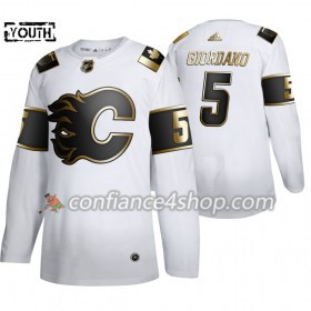 Adidas Maillot de Hockey Calgary Flames Mark Giordano 5 Adidas 2019-20 Golden Edition Blanc Authentic - Enfant
